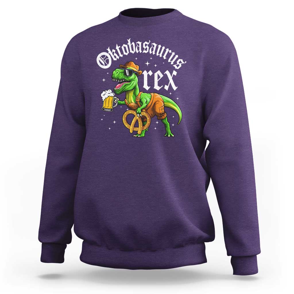 Funny Oktoberfest Dinosaur Sweatshirt Oktobasaurus Rex Lederhosen Bavarian Beer - Wonder Print Shop