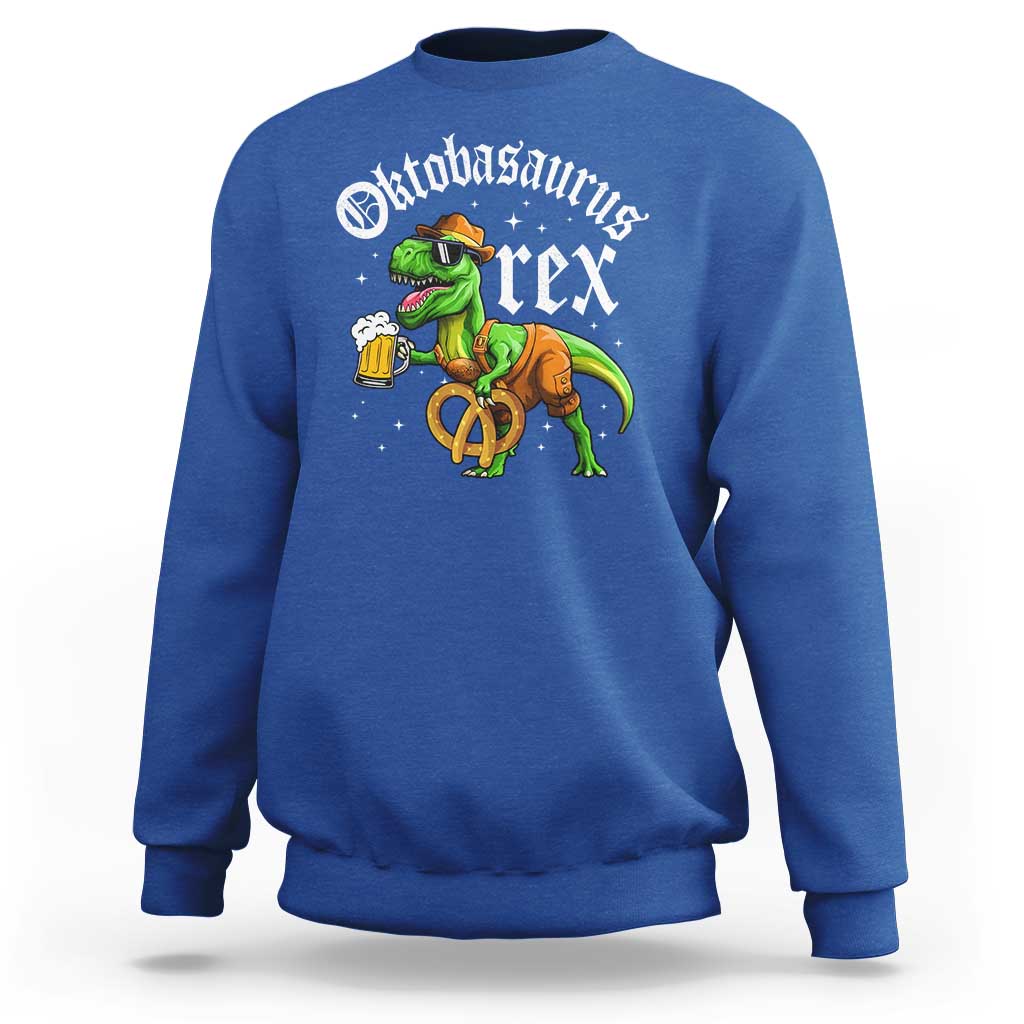 Funny Oktoberfest Dinosaur Sweatshirt Oktobasaurus Rex Lederhosen Bavarian Beer - Wonder Print Shop