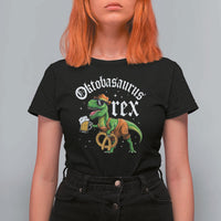 Funny Oktoberfest Dinosaur T Shirt For Women Oktobasaurus Rex Lederhosen Bavarian Beer - Wonder Print Shop
