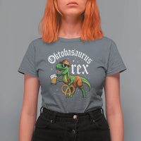Funny Oktoberfest Dinosaur T Shirt For Women Oktobasaurus Rex Lederhosen Bavarian Beer - Wonder Print Shop