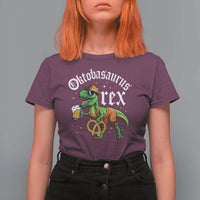 Funny Oktoberfest Dinosaur T Shirt For Women Oktobasaurus Rex Lederhosen Bavarian Beer - Wonder Print Shop
