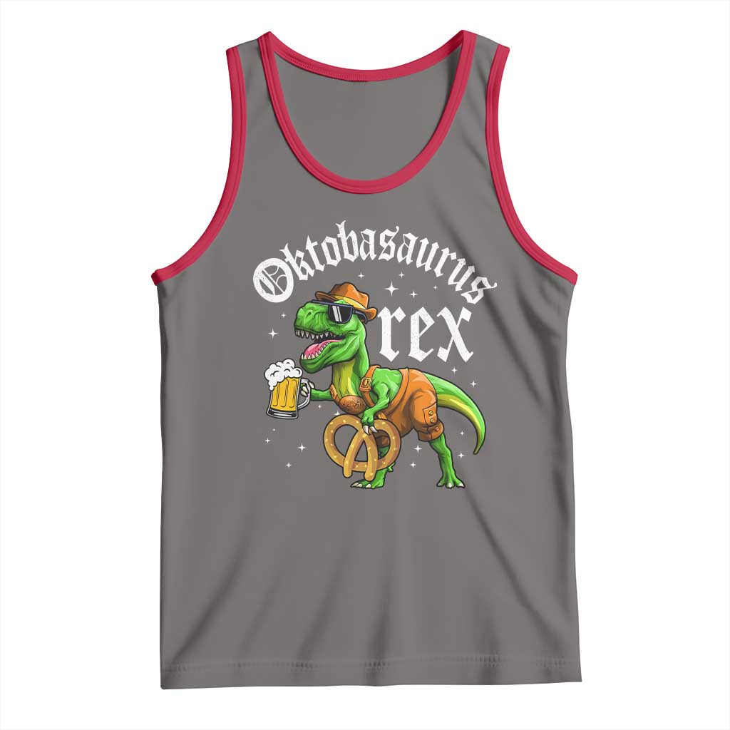 Funny Oktoberfest Dinosaur Tank Top Oktobasaurus Rex Lederhosen Bavarian Beer - Wonder Print Shop