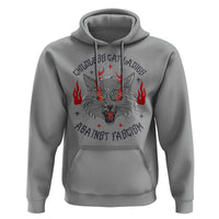 Funny Childless Cat Ladies Against Fascism Hoodie Angry Fire Cat Feminist - Wonder Print Shop