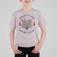 Funny Childless Cat Ladies Against Fascism T Shirt For Kid Angry Fire Cat Feminist - Wonder Print Shop