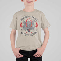 Funny Childless Cat Ladies Against Fascism T Shirt For Kid Angry Fire Cat Feminist - Wonder Print Shop