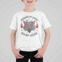 Funny Childless Cat Ladies Against Fascism T Shirt For Kid Angry Fire Cat Feminist - Wonder Print Shop