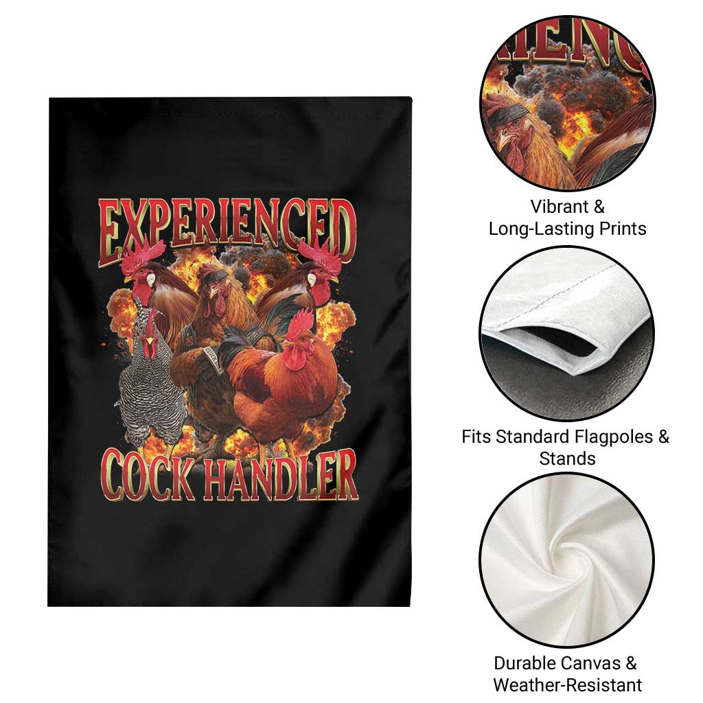 Funny Experienced Cock Handler Garden Flag Inappropriate Adult Humor Chicken - Wonder Print Shop