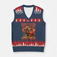 Funny Experienced Cock Handler V-Neck Knit Sweater Vest Inappropriate Adult Humor Chicken - Wonder Print Shop