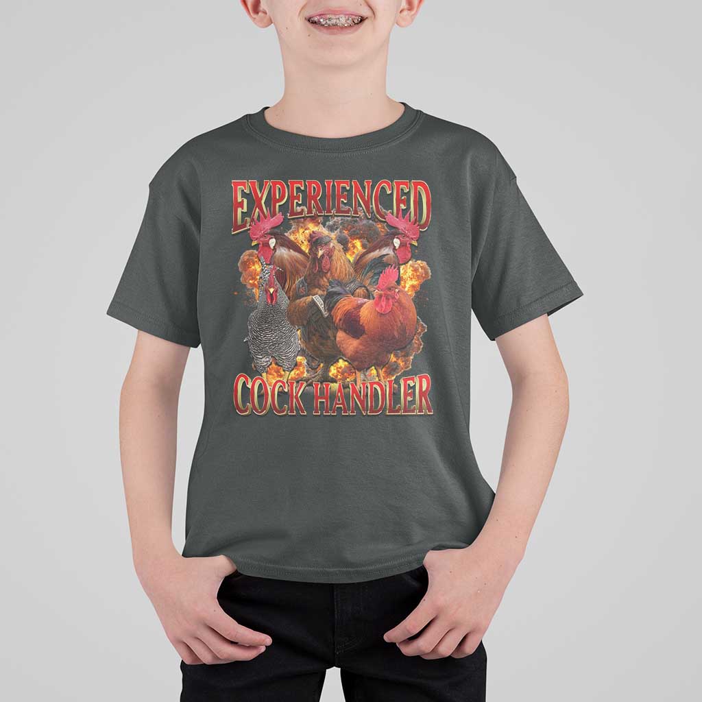 Funny Experienced Cock Handler T Shirt For Kid Inappropriate Adult Humor Chicken - Wonder Print Shop