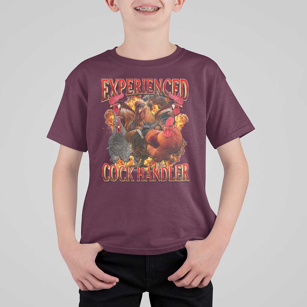 Funny Experienced Cock Handler T Shirt For Kid Inappropriate Adult Humor Chicken - Wonder Print Shop