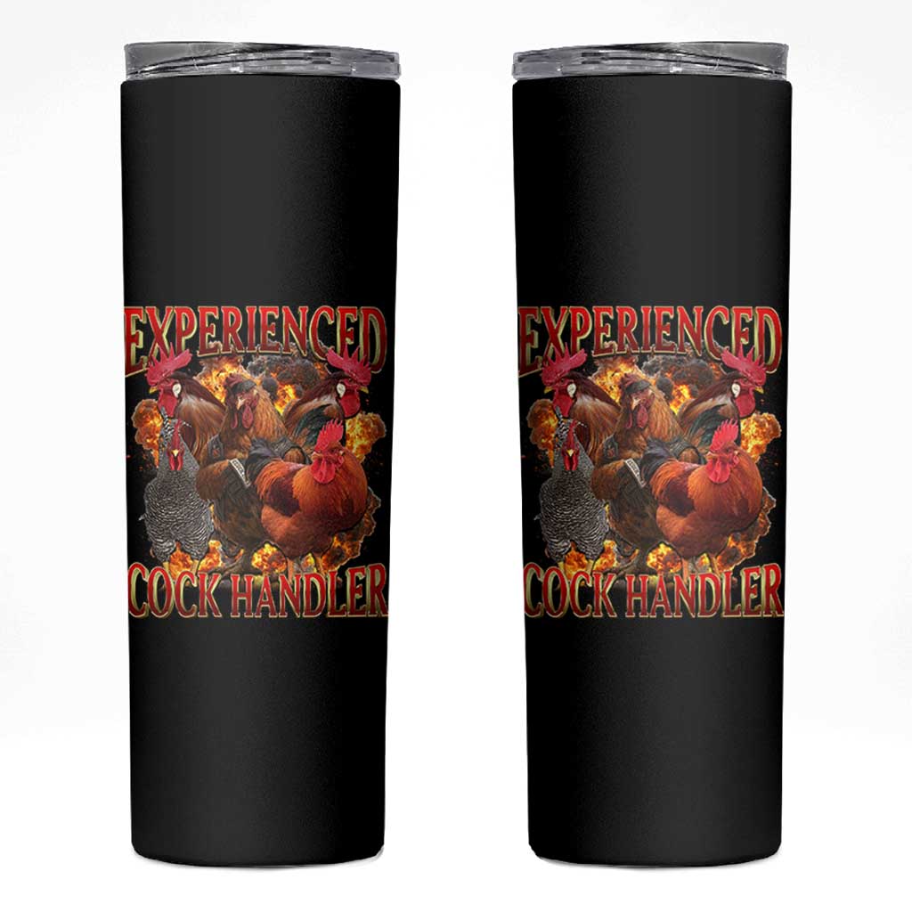Funny Experienced Cock Handler Skinny Tumbler Inappropriate Adult Humor Chicken - Wonder Print Shop