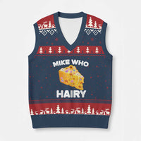 Funny Mike Who Cheese Hairy V-Neck Knit Sweater Vest Inappropriate Adult Humor Floral Cheese - Wonder Print Shop