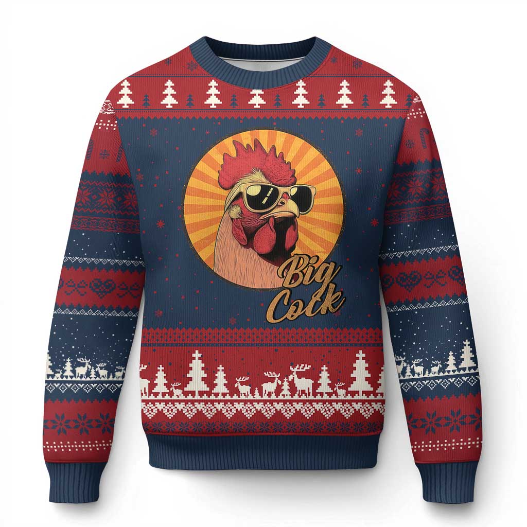 Funny Big Cock Chicken Ugly Christmas Sweater Raunchy Inappropriate Adult Humor - Wonder Print Shop