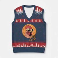 Funny Big Cock Chicken V-Neck Knit Sweater Vest Raunchy Inappropriate Adult Humor - Wonder Print Shop