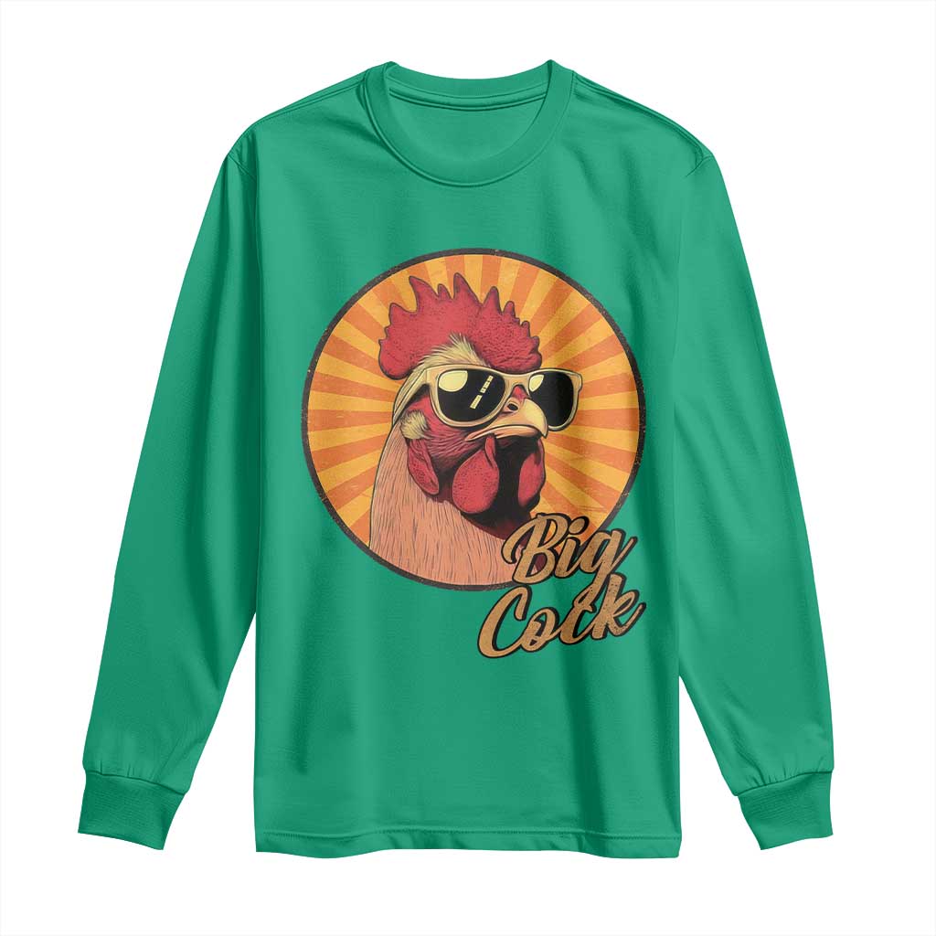 Funny Big Cock Chicken Long Sleeve Shirt Raunchy Inappropriate Adult Humor - Wonder Print Shop
