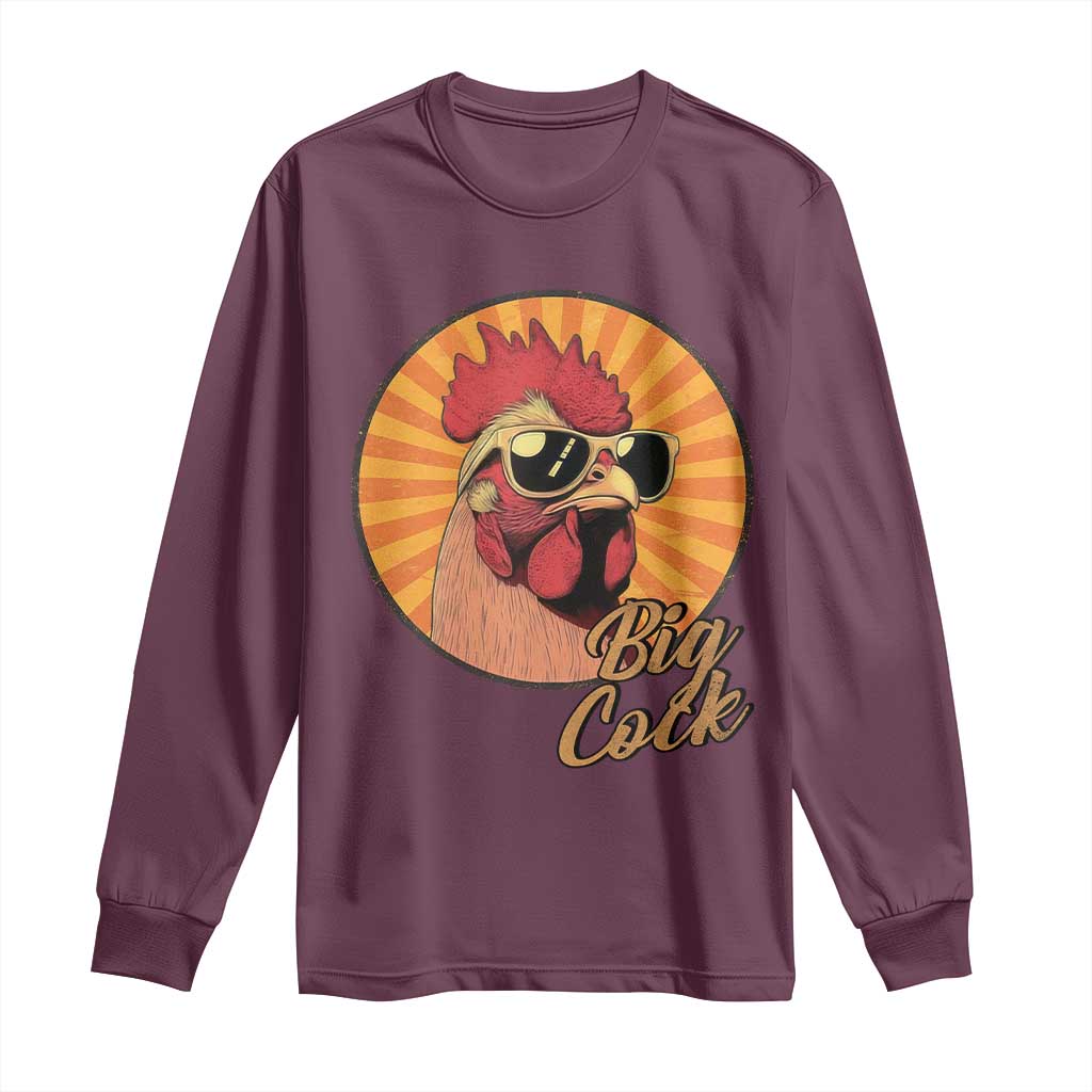 Funny Big Cock Chicken Long Sleeve Shirt Raunchy Inappropriate Adult Humor - Wonder Print Shop