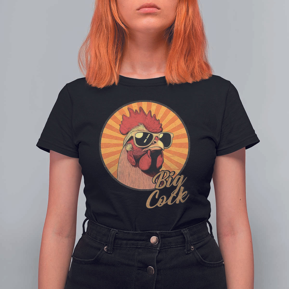 Funny Big Cock Chicken T Shirt For Women Raunchy Inappropriate Adult Humor - Wonder Print Shop