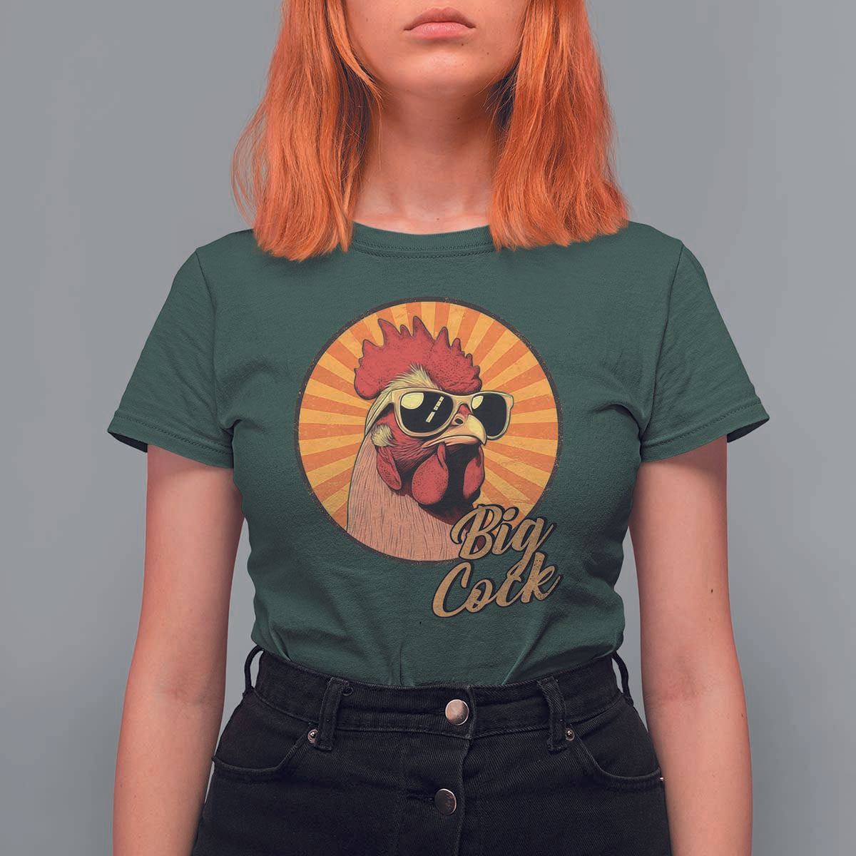 Funny Big Cock Chicken T Shirt For Women Raunchy Inappropriate Adult Humor - Wonder Print Shop