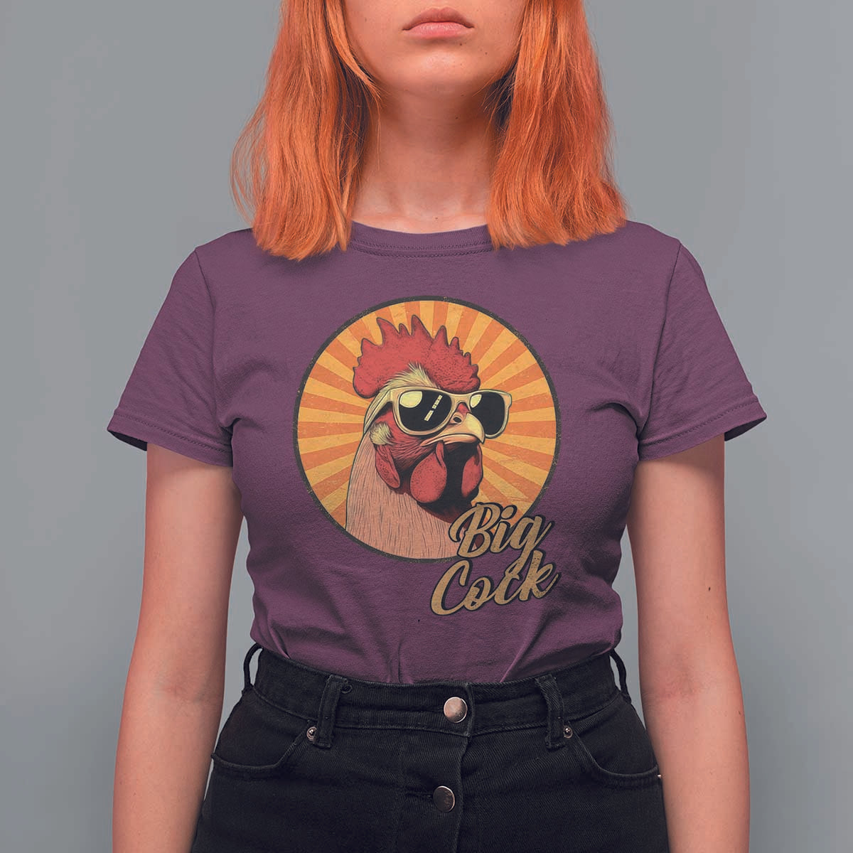 Funny Big Cock Chicken T Shirt For Women Raunchy Inappropriate Adult Humor - Wonder Print Shop