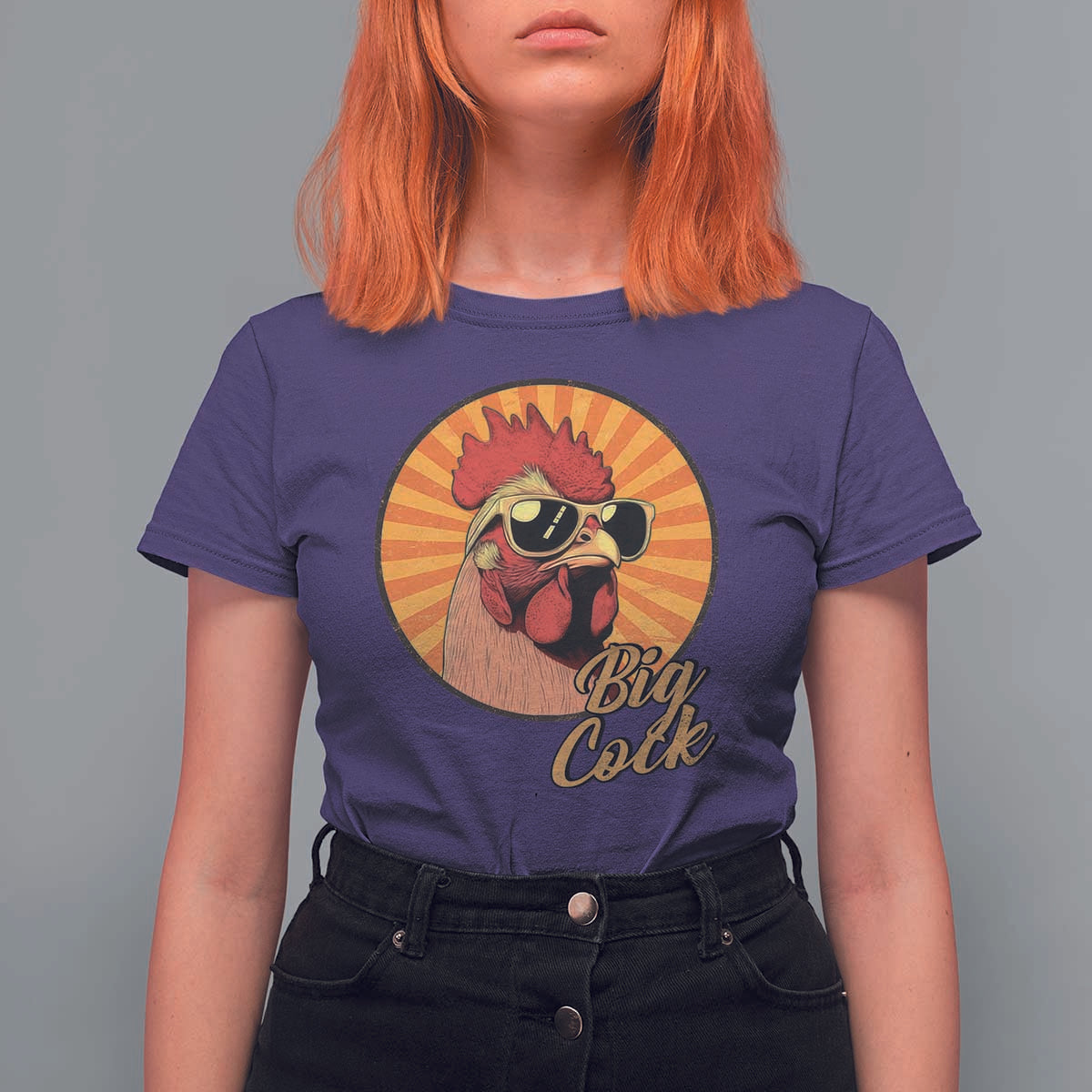 Funny Big Cock Chicken T Shirt For Women Raunchy Inappropriate Adult Humor - Wonder Print Shop