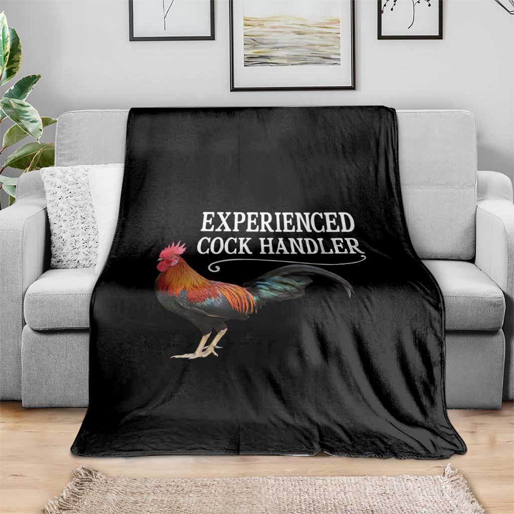 Funny Experienced Cock Handler Throw Blanket Raunchy Inappropriate Adult Humor Chicken - Wonder Print Shop