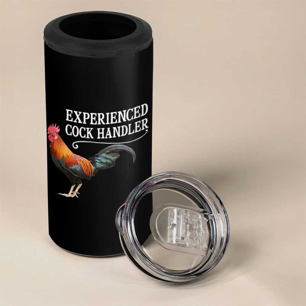 Funny Experienced Cock Handler 4 in 1 Can Cooler Tumbler Raunchy Inappropriate Adult Humor Chicken - Wonder Print Shop