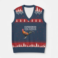 Funny Experienced Cock Handler V-Neck Knit Sweater Vest Raunchy Inappropriate Adult Humor Chicken - Wonder Print Shop