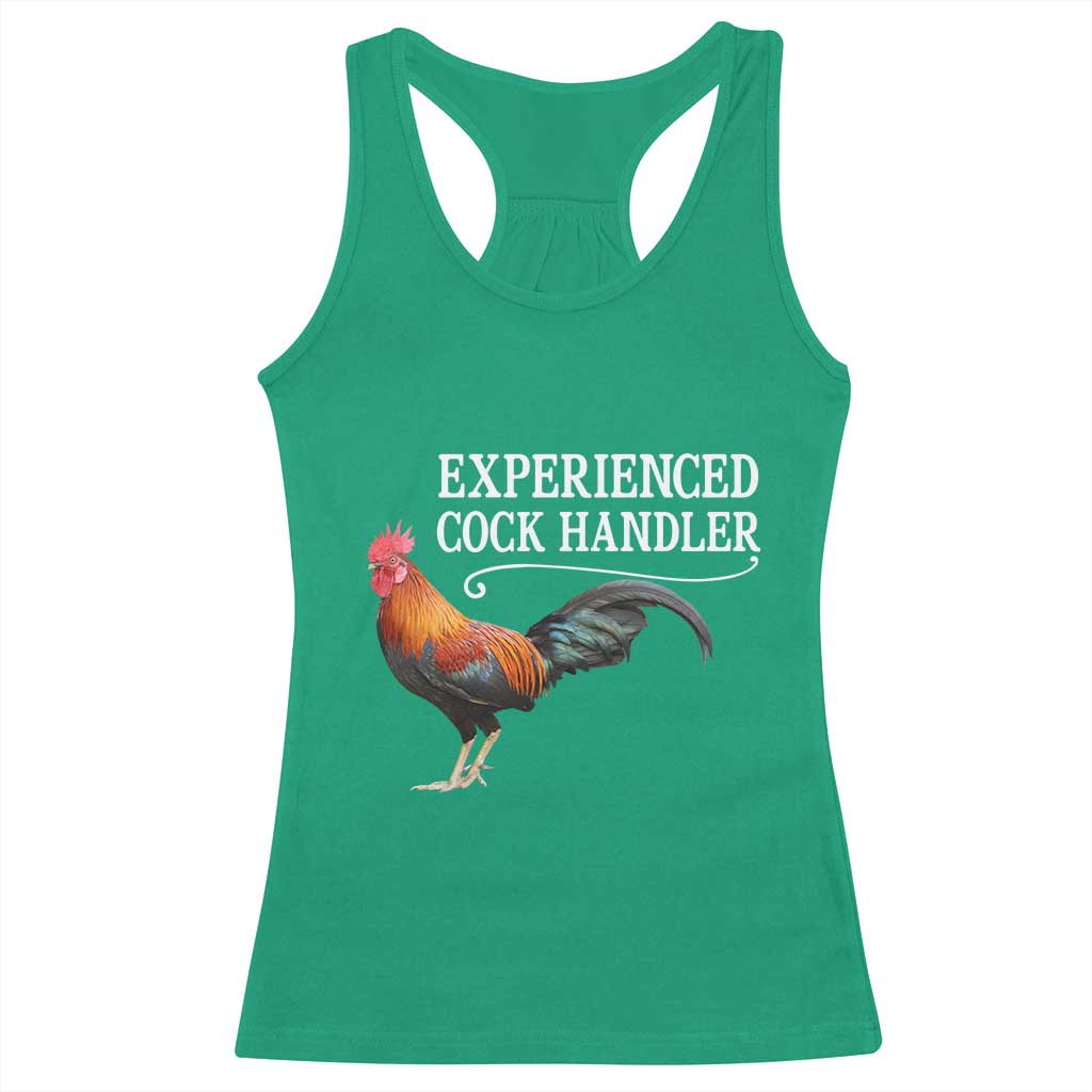 Funny Experienced Cock Handler Racerback Tank Top Raunchy Inappropriate Adult Humor Chicken - Wonder Print Shop