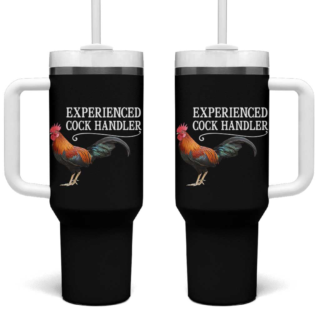 Funny Experienced Cock Handler Tumbler With Handle Raunchy Inappropriate Adult Humor Chicken - Wonder Print Shop