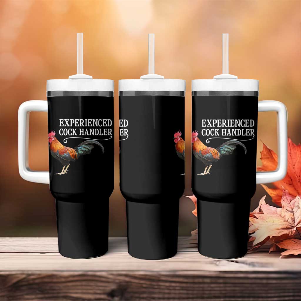 Funny Experienced Cock Handler Tumbler With Handle Raunchy Inappropriate Adult Humor Chicken - Wonder Print Shop