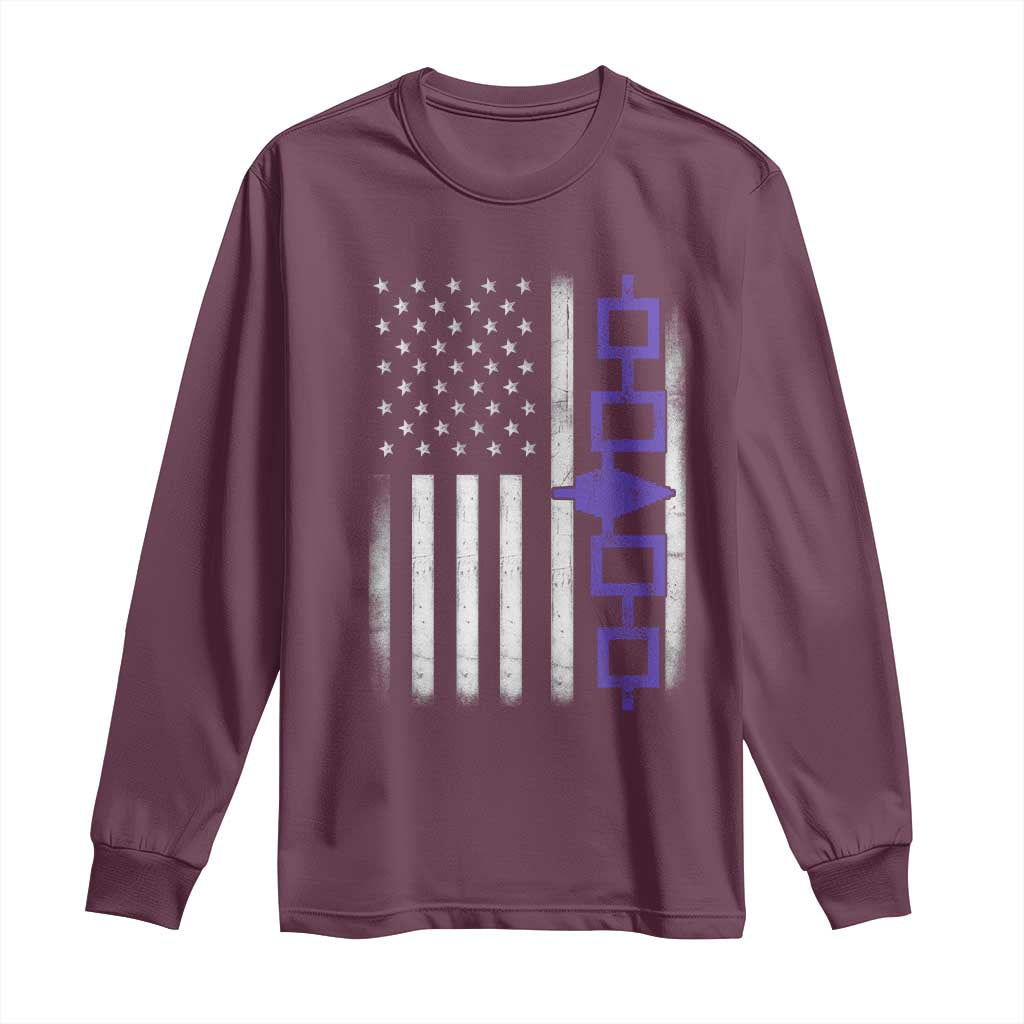Haudenosaunee Iroquois USA Flag Native American Long Sleeve Shirt - Wonder Print Shop