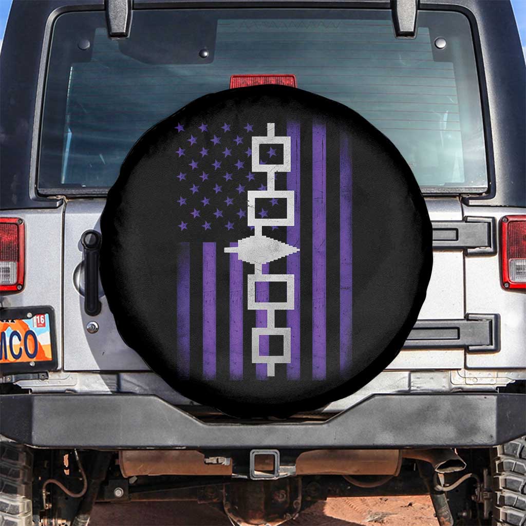 Haudenosaunee Iroquois Pride USA Flag Native American Spare Tire Cover - Wonder Print Shop