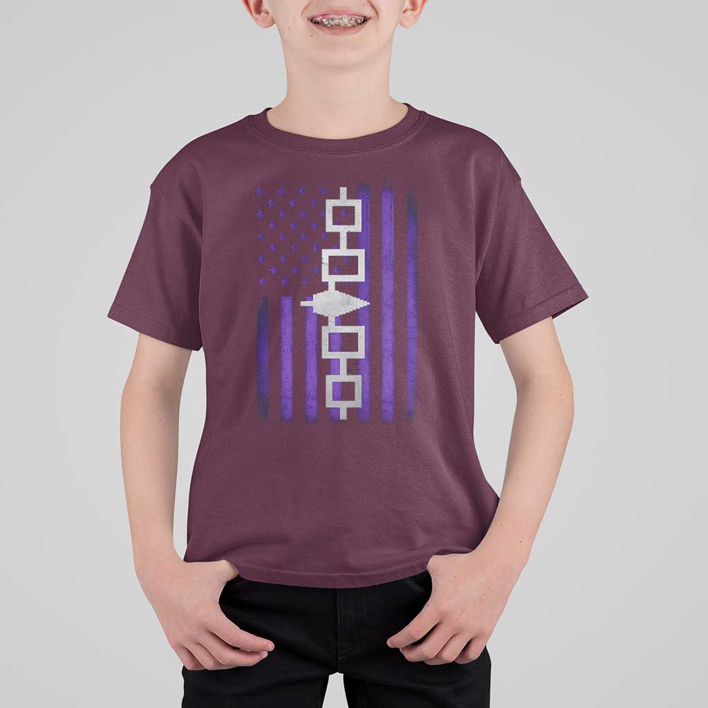 Haudenosaunee Iroquois Pride USA Flag Native American T Shirt For Kid - Wonder Print Shop