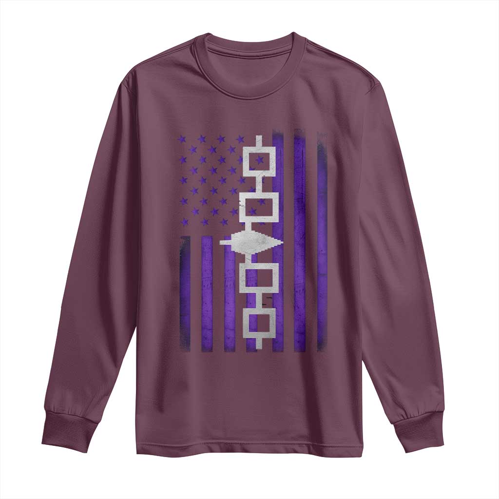 Haudenosaunee Iroquois Pride USA Flag Native American Long Sleeve Shirt - Wonder Print Shop