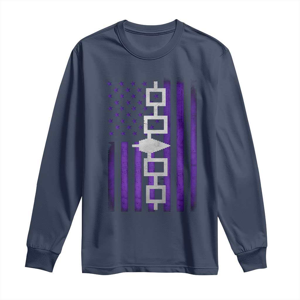Haudenosaunee Iroquois Pride USA Flag Native American Long Sleeve Shirt - Wonder Print Shop