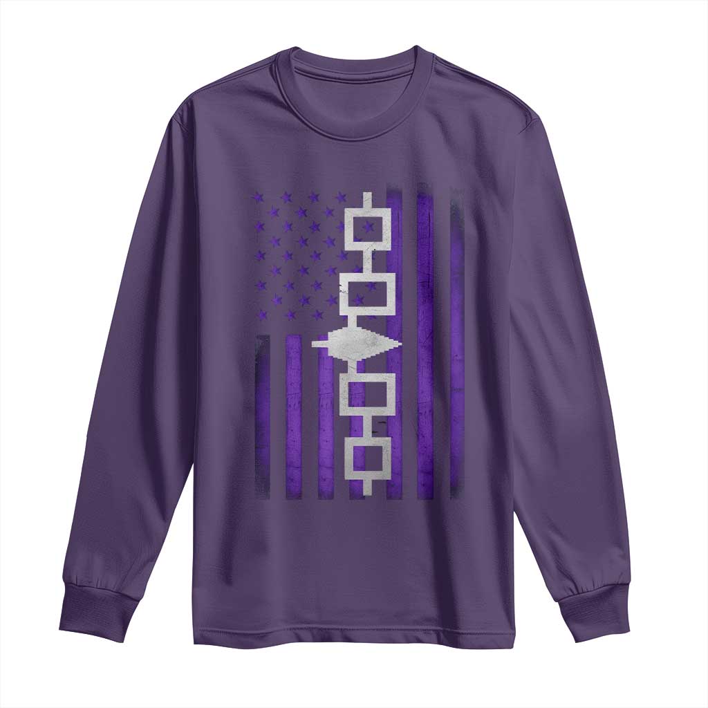 Haudenosaunee Iroquois Pride USA Flag Native American Long Sleeve Shirt - Wonder Print Shop