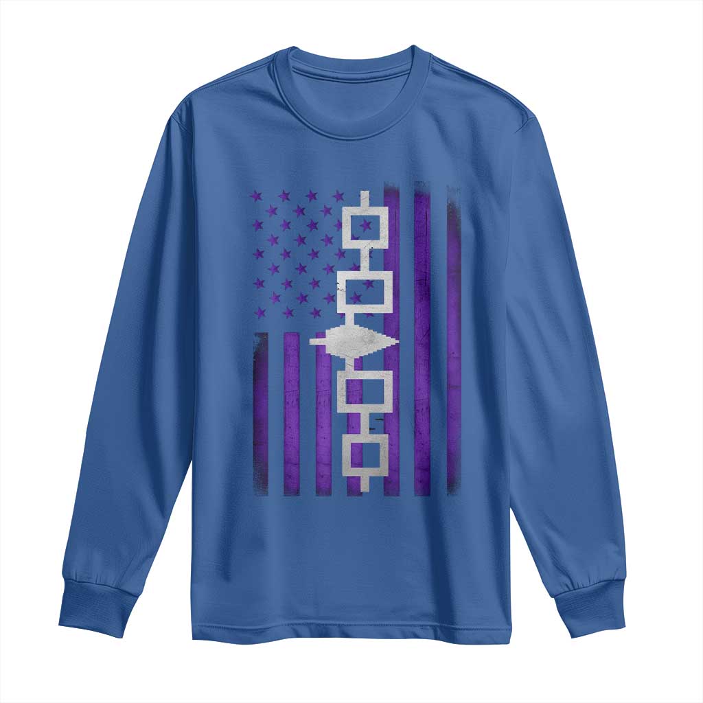 Haudenosaunee Iroquois Pride USA Flag Native American Long Sleeve Shirt - Wonder Print Shop