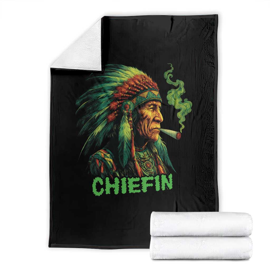 Funny Chiefin Weed Indian Native American Marijuana Throw Blanket - Wonder Print Shop
