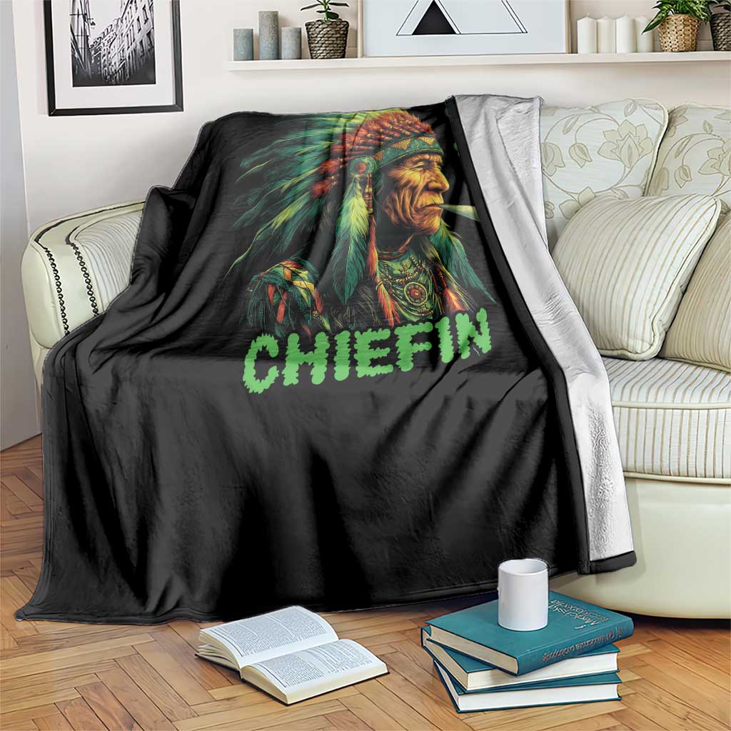 Funny Chiefin Weed Indian Native American Marijuana Throw Blanket - Wonder Print Shop