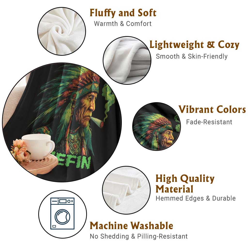 Funny Chiefin Weed Indian Native American Marijuana Throw Blanket - Wonder Print Shop