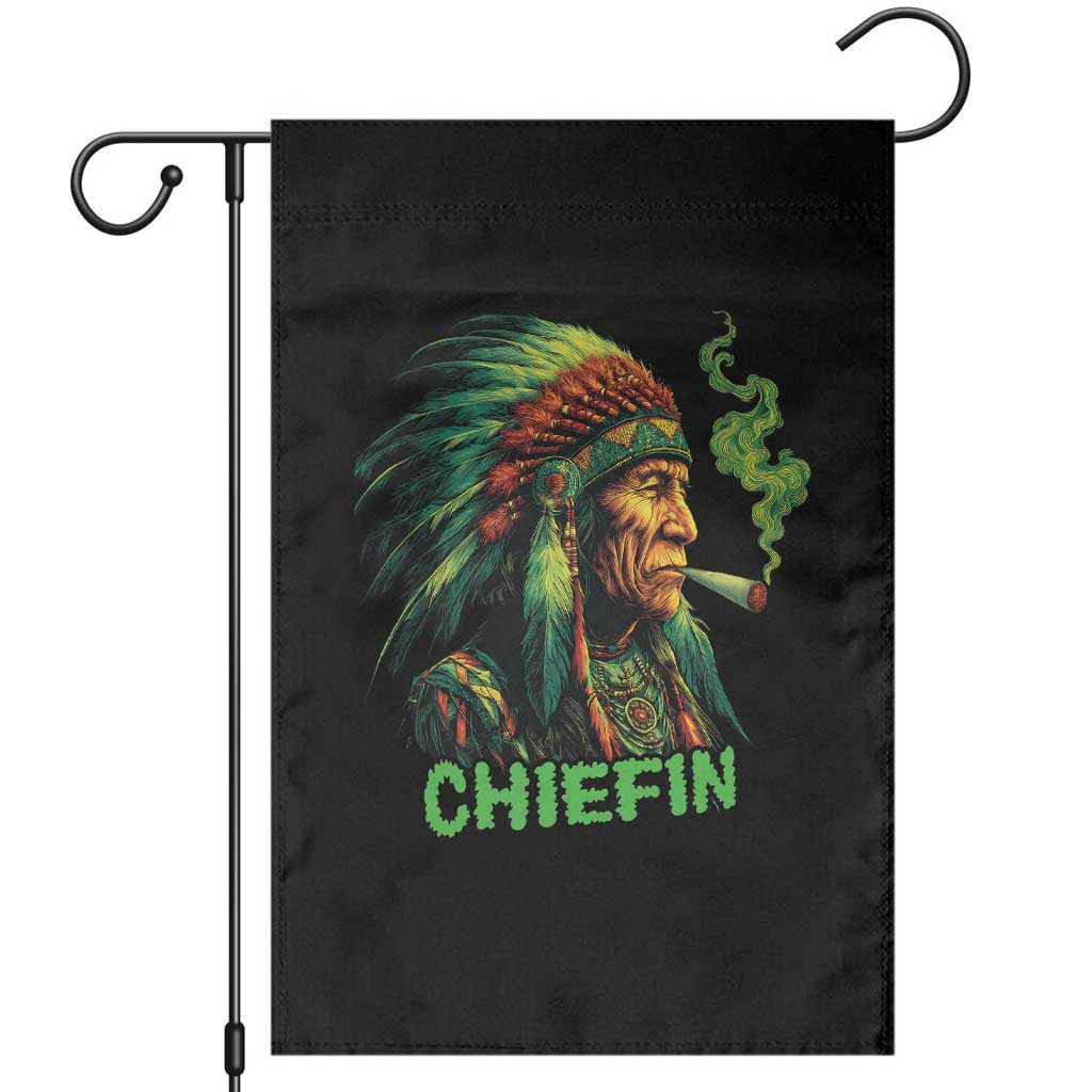 Funny Chiefin Weed Indian Native American Marijuana Garden Flag - Wonder Print Shop