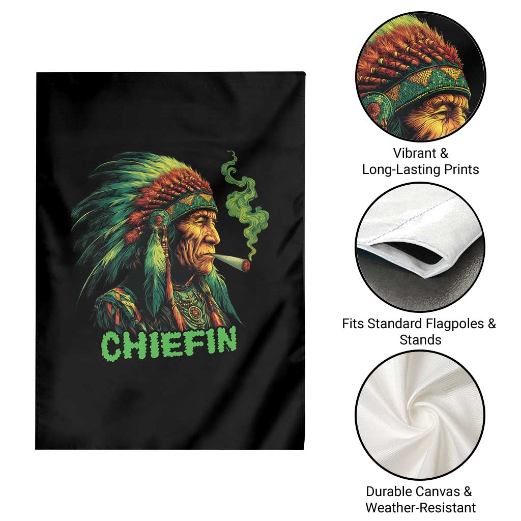 Funny Chiefin Weed Indian Native American Marijuana Garden Flag - Wonder Print Shop
