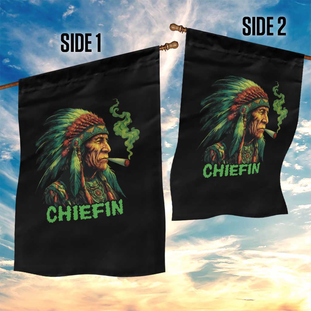 Funny Chiefin Weed Indian Native American Marijuana Garden Flag - Wonder Print Shop