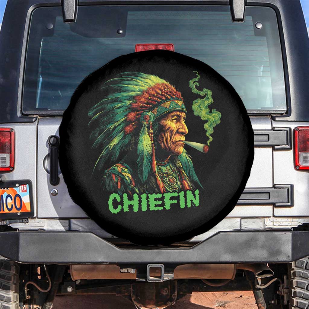 Funny Chiefin Weed Indian Native American Marijuana Spare Tire Cover - Wonder Print Shop