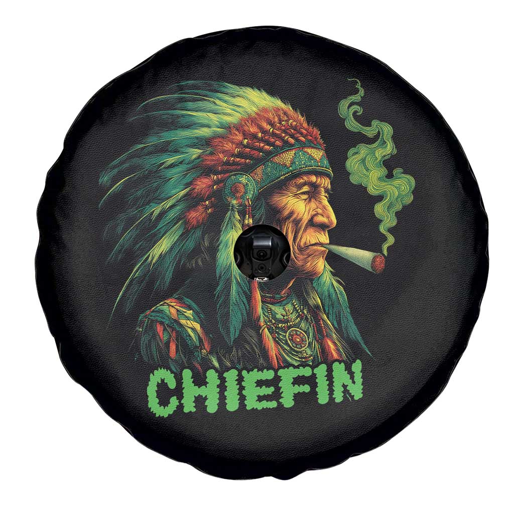 Funny Chiefin Weed Indian Native American Marijuana Spare Tire Cover - Wonder Print Shop