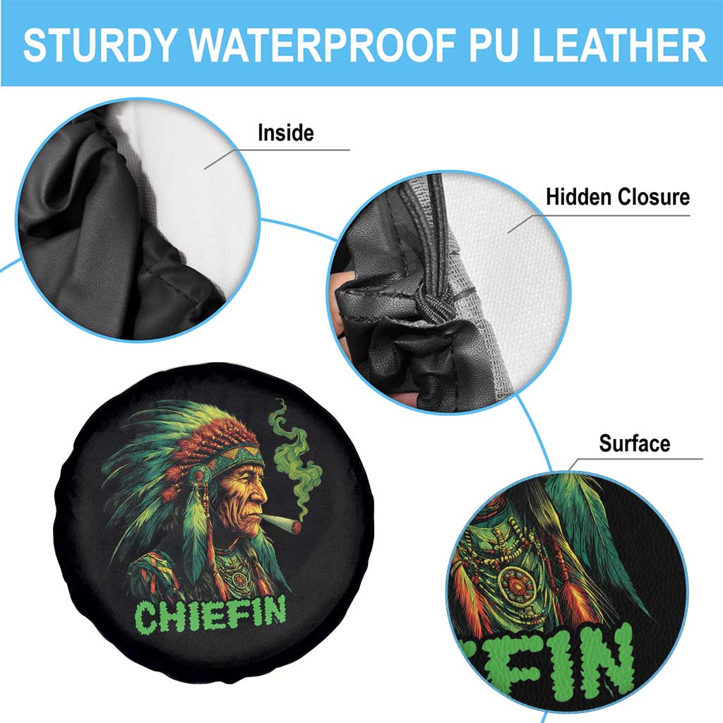 Funny Chiefin Weed Indian Native American Marijuana Spare Tire Cover - Wonder Print Shop