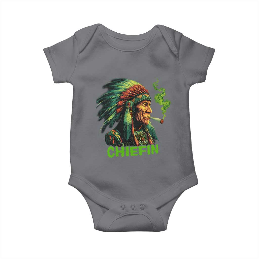 Funny Chiefin Weed Indian Native American Marijuana Baby Onesie - Wonder Print Shop
