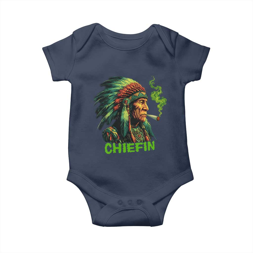 Funny Chiefin Weed Indian Native American Marijuana Baby Onesie - Wonder Print Shop