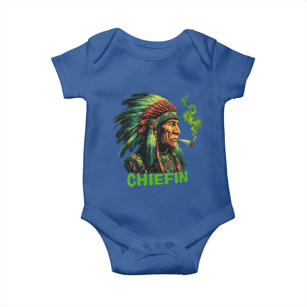 Funny Chiefin Weed Indian Native American Marijuana Baby Onesie - Wonder Print Shop