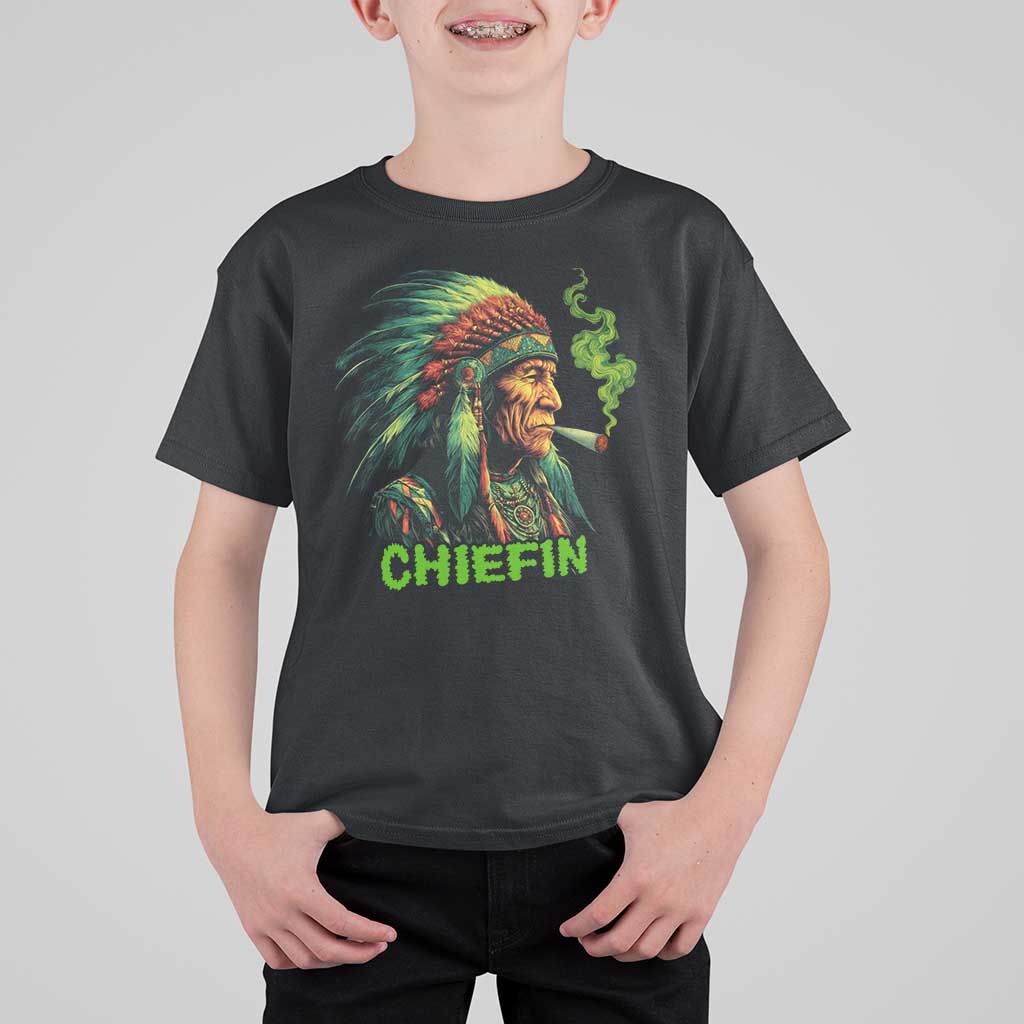 Funny Chiefin Weed Indian Native American Marijuana T Shirt For Kid - Wonder Print Shop